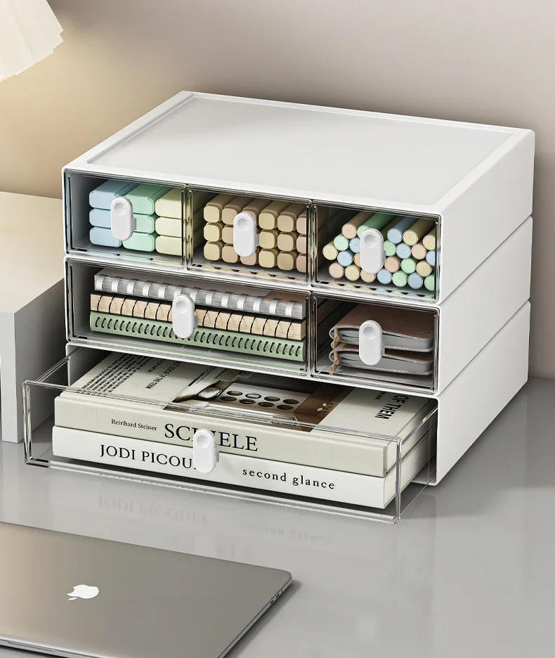 Description Picture 3 of itemDesktop Storage Boxes Organiser Stackable Drawer Storage Box Transparent Cosmetic Jewelry Desk Supplies Organizer Home Supplies