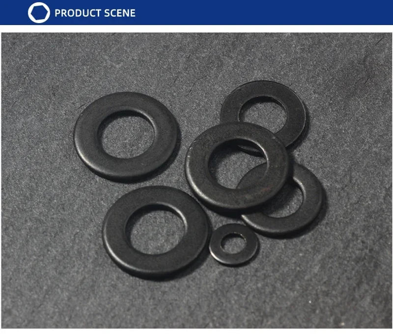 Description Picture 2 of itemDIN125 ISO7089 Carbon Steel Flat Machine Washer Plain Black Washer Furniture Gaskets M2-M24