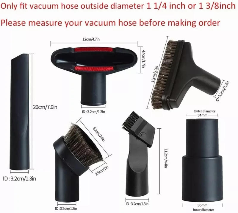 Description Picture 3 of item6 PCS Vacuum Attachments Replacement 1 1/4 inch & 1 3/8 inch Vac Accessories Brush Nozzle Crevice Tool Vacuum Cleaner Accessorie