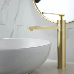 Bathroom Faucet Brushed Gold Basin Cold And Hot Water Mixer Sink Tap Single Handle Deck Mounted Gray