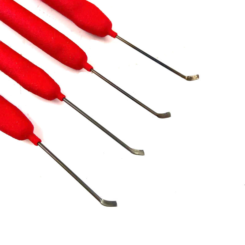 Description Picture 5 of item4pcs Flat Door Lock Tool, Stainless Steel Hand Tool Set with Red Handle,Portable and Utility Tools Locksmith Pick