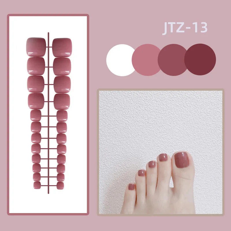 Description Picture 6 of item24 Pcs/Strips Removable Toe Nails Fake Glossy Toenail Solid Color Simple Press on Nails Wearable False Nail Art Without Glue