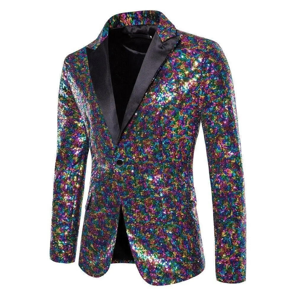 Description Picture 3 of itemMens Show Tuxedo Dress Coat Blazer Suit Tops Sequin Club Prom Party Suit Jackets