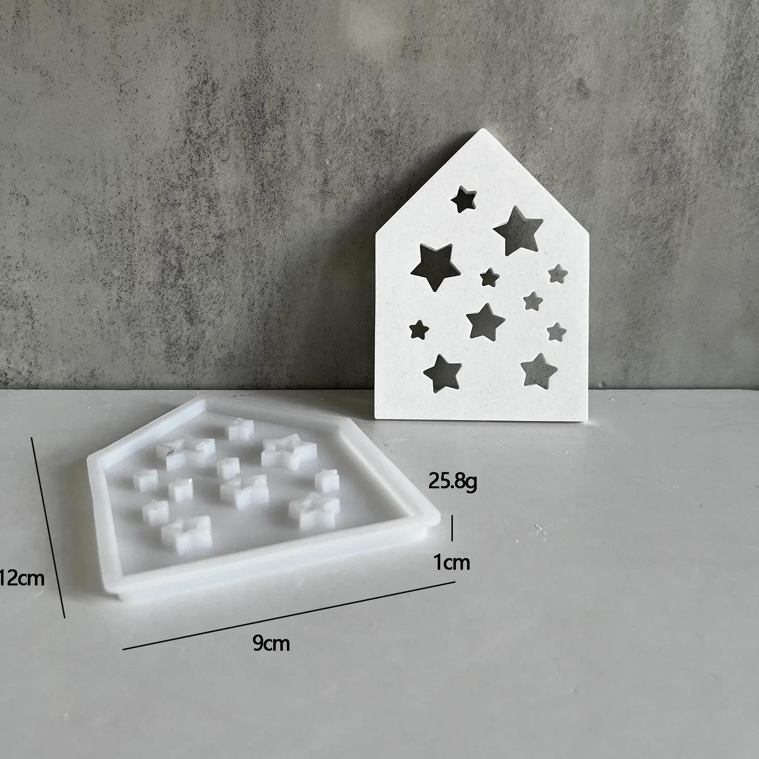 Description Picture 6 of itemNew Hollow Splicing House Silicone Mold Gypsum DIY Star Love House Decoration Mold Tea Light Candle Holder Cement Plaster Mould