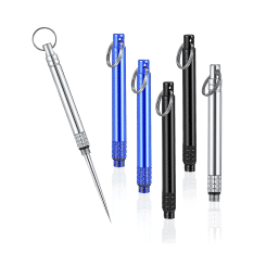 6 Pieces Metal Titanium Toothpicks, Portable Reusable Pocket Toothpicks with Stainless Steel Toothpick Holder