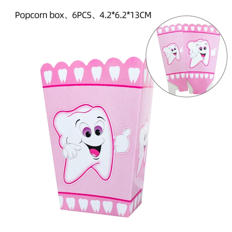 Description Picture 6 of itemMy First Tooth Pink Teeth Birthday Party Supplies Disposable Tableware Paper Plates Cups Baby Shower Cartoon Kid Toy Girl Gift