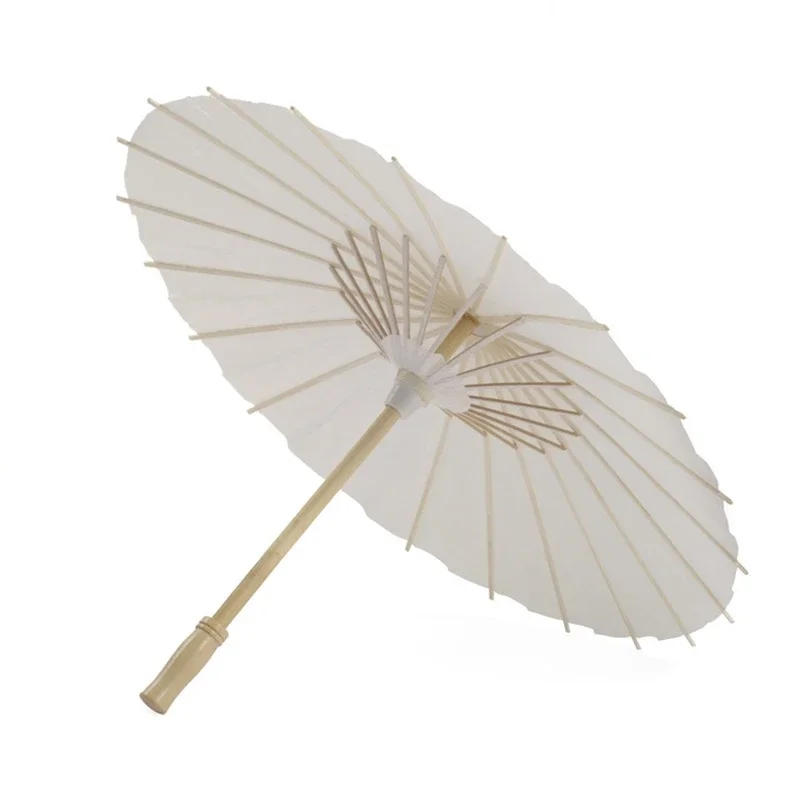 Description Picture 2 of itemChinese Craft Paper Umbrella, Wedding Photograph Accessory, Party Decor, White Paper, Long-handle Parasol, 60 cm, 80cm, 50Pcs