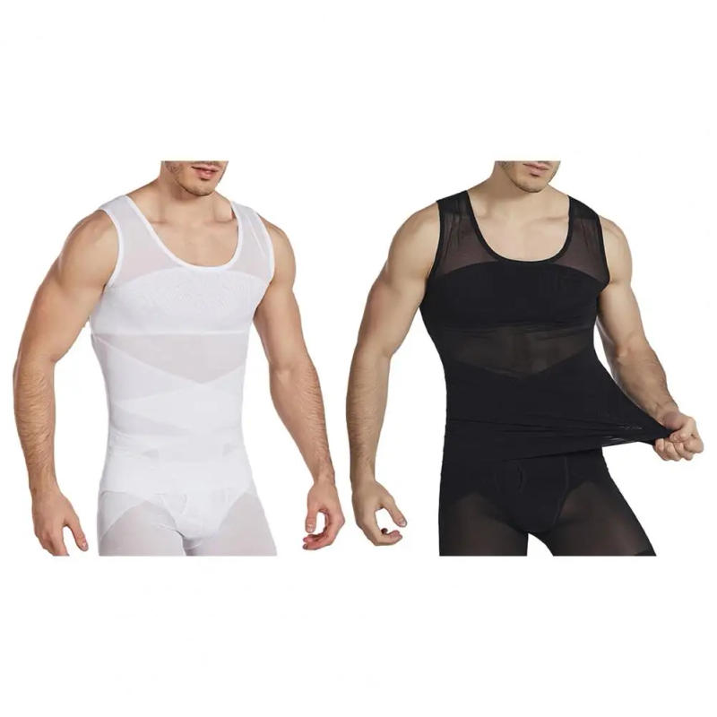 Description Picture 4 of itemMen Chest Corset Shoulder Expansion Vest Men's Slimming Vest Body Shaper with High Elasticity Mesh Corset Tank Top for Abdomen