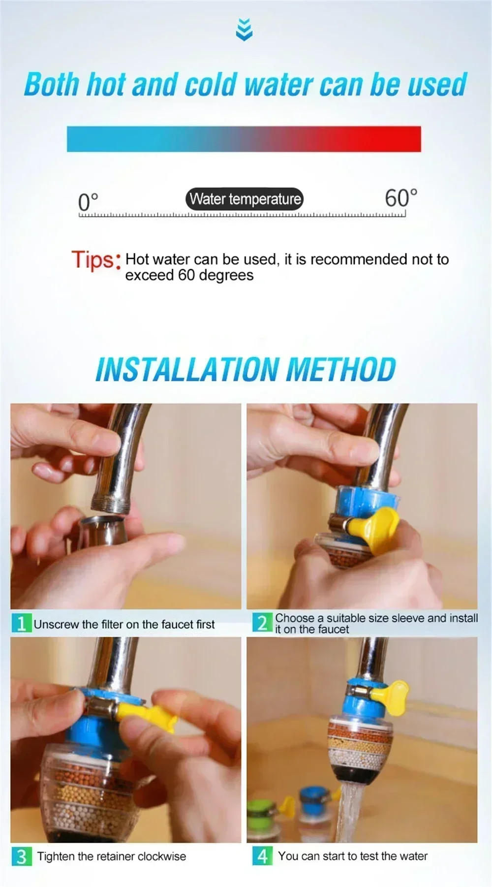 Description Picture 4 of item5-layers Purifier Tap Filter Water Saving Kitchen Faucet Bubbler Activated Carbon Filtration Shower Head Nozzle Cleaning Filters