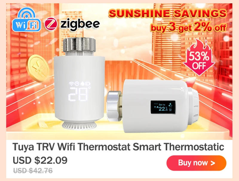 Description Picture 4 of itemTuya Zigbee 3.0 Thermostatic Valve Radiator Zigbee Thermostat Smart Valve Thermostatic Valve Head Temperature Controller Alexa