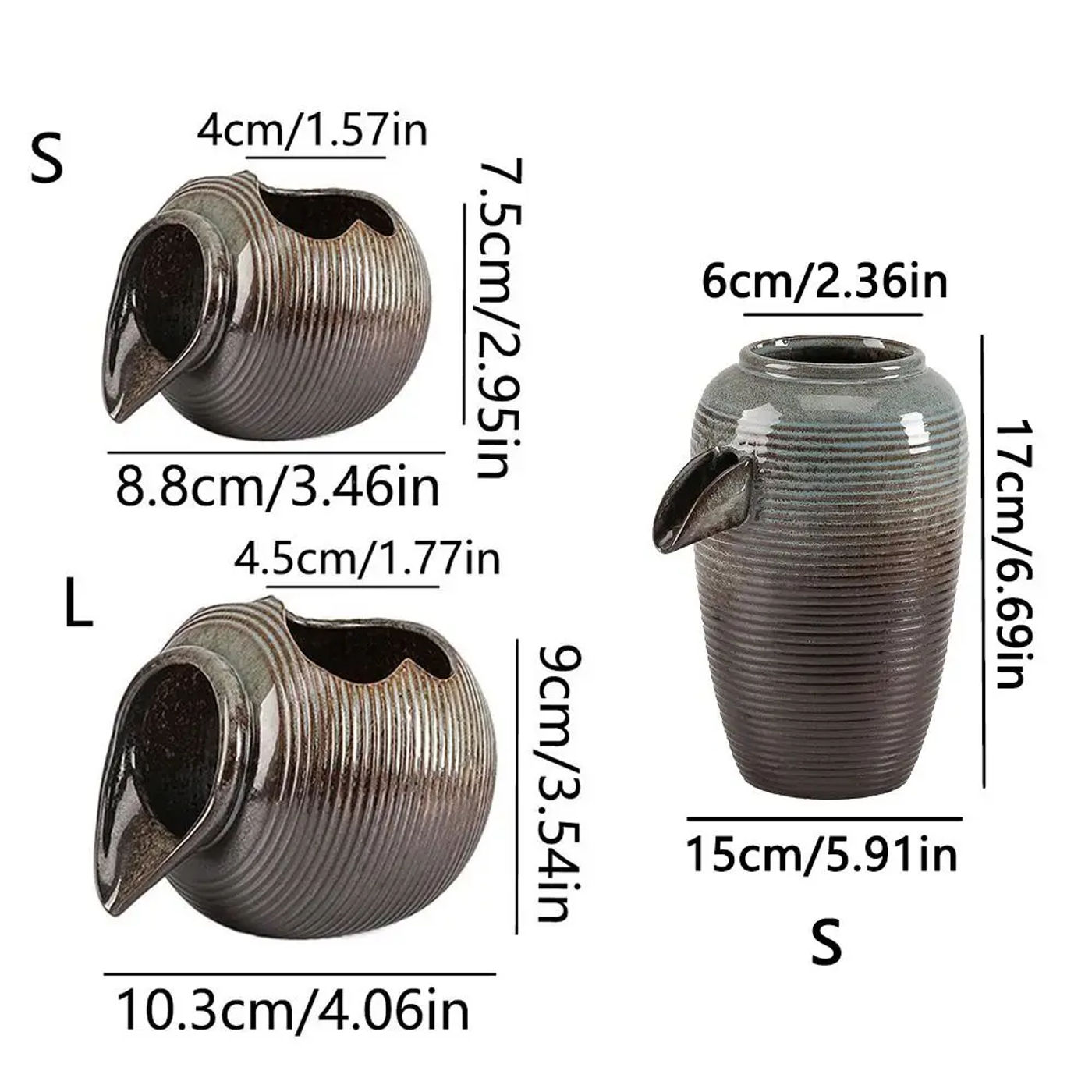 Description Picture 4 of itemTop Opening Circulating Water Clay Pot Flower Pots Decorative Circulating Waterfall Jar Lightweight Easy To Clean