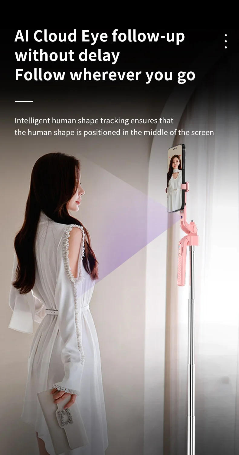 Description Picture 5 of itemCL09 1.8m Handheld Selfie Stick 360 Degree Rotation AI Intelligent Tracking Gimbal Tripod 3 in 1 Gimbal Stabilizer Selfie Stand