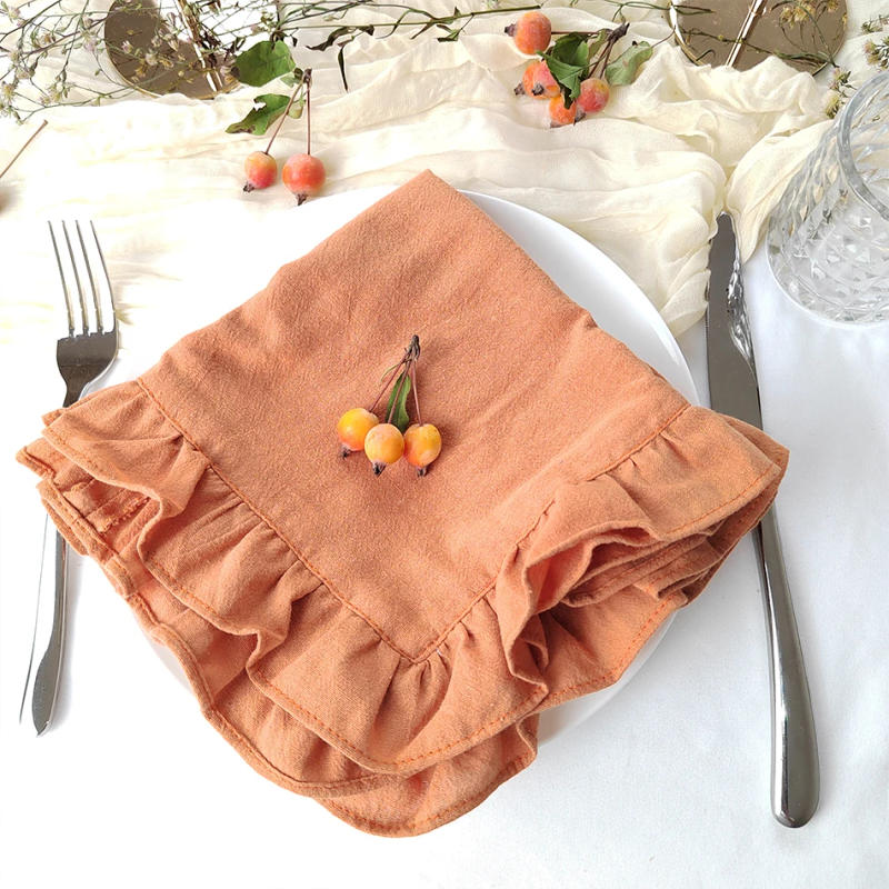 Description Picture 4 of item4PCS 35x50cm Flounced Cloth Napkins Cotton Ruffles Soft Wedding Decoration Home Table Decor Party Christmas Fishtail Tea Towel