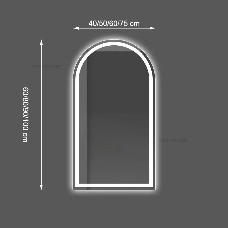 Description Picture 2 of itemModern Smart Bathroom Mirrors Bathroom Arched Vanity Mirror Light Luxury LED Light-emitting Touch Screen Bath Mirrors with Light