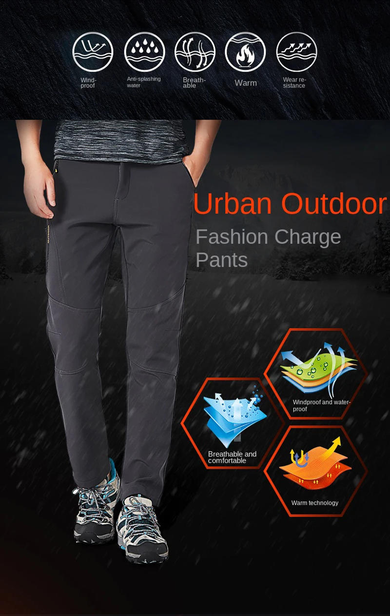Description Picture 3 of itemCharge pants for men, plush insulation for autumn and winter, oversized outdoor sports, waterproof hiking clothes for women