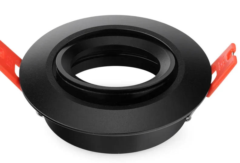 Description Picture 3 of item2pcs Aluminum Black Round Style Down Light Fixture Embed GU10 MR16 Front Knob Design Spot Light Housing Frame for Home Decor