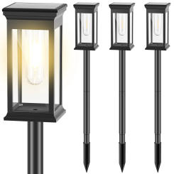 4Pcs Solar Pathway Lights IP65 Waterproof Lawn Solar Light Height Adjustable Solar LED Outdoor Light Decorative Solar Landscape