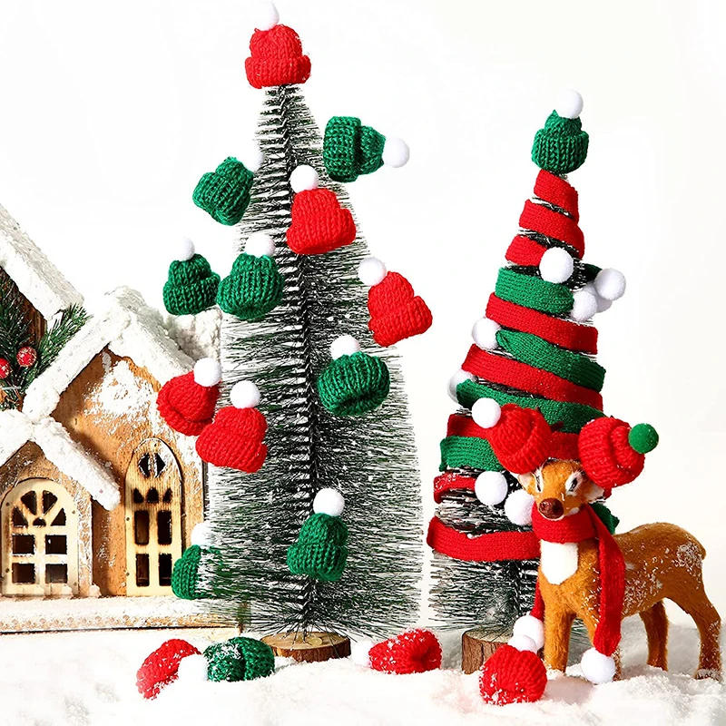 Description Picture 4 of itemChristmas Mini Knitting Hats Doll Hat Scarf Material For Crafts DIY Ornament Cute Doll Clothes Accessory Sewing Craft supplies