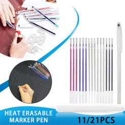 11/21pcs High Temperature Vanishing Thread Fabric Pen Knitting Marker DIY Craft Sewing Accessories Hot Eraser Pen