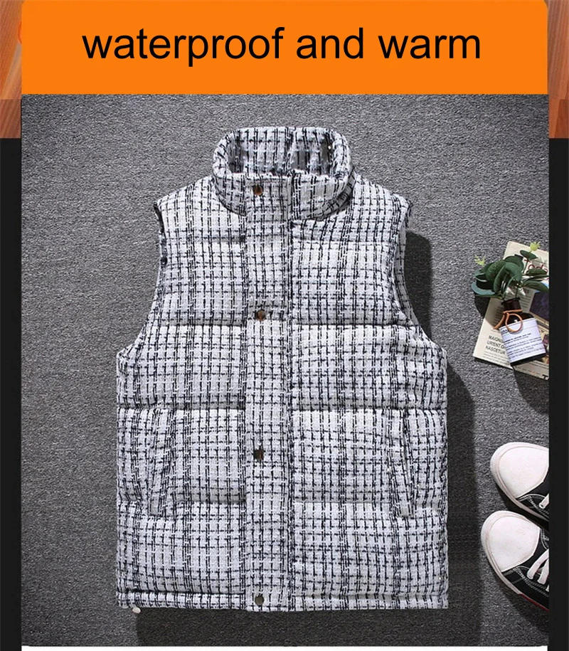 Description Picture 5 of item2024 Men Vest Sleeveless Male Autumn Winter Warm Windproof Waistcoat Mens Spring Casual Fashion Striped Vest Man Jackets