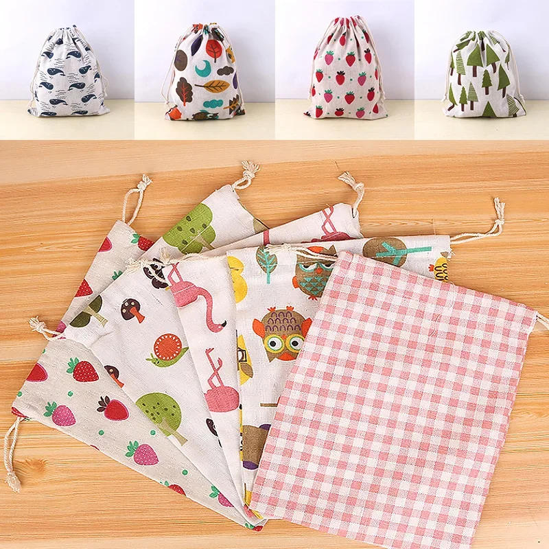 Description Picture 2 of itemPet Toys & Snacks Storage Cotton Linen Fabric Pouch Drawstring Bag Cute Kids Travel Cloth Shoes Storage Bag Makeup Case Gift Bag