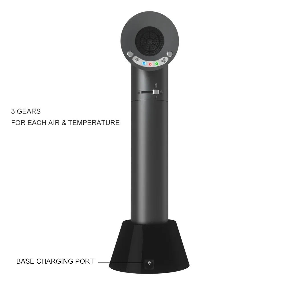 Description Picture 6 of itemPortable Wireless Hair Dryer Hot/Cold Wind Air Adjustment Rechargeable Battery LED Display Pet Students Baby Office Worker Use