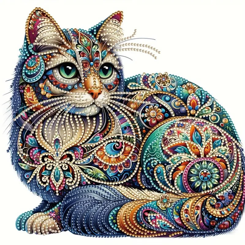 Description Picture 2 of item1pc Cat Pattern Diamond Painting Kit, DIY 5D Special Shape Crystal Diamond Partial Diamond Painting Mosaic Making Craft Frameles