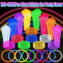 100-1000Pcs Fluorescent Sticks Glow in the Dark Sticks Luminous Sticks Glow Necklaces and Bracelets for Neon Party Supplies
