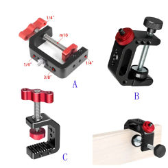 FEICHAO C-Clamp Adjustable Pole Tube Clip Desk Mount Stand Clamp with 1/4 3/8 Hole for Camera Mic Photo Studio Light Bracket