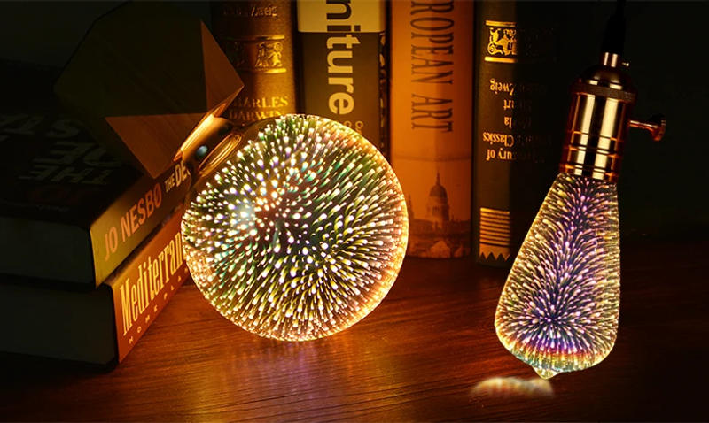 Description Picture 2 of itemLED Incandescent Bulbs 3D Fireworks Effect Vintage Lamp E27 AC85V-265V Holiday Christmas Decor Light Bulb A60 ST64 G80 G95 G125
