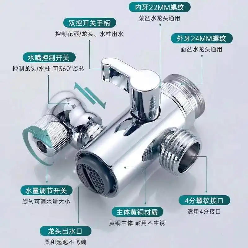 Description Picture 6 of itemFaucet External Shower Set Bathroom Multi-function Massage Pressurized Copper Faucet Shower Toilet Basin Shampoo Accessories