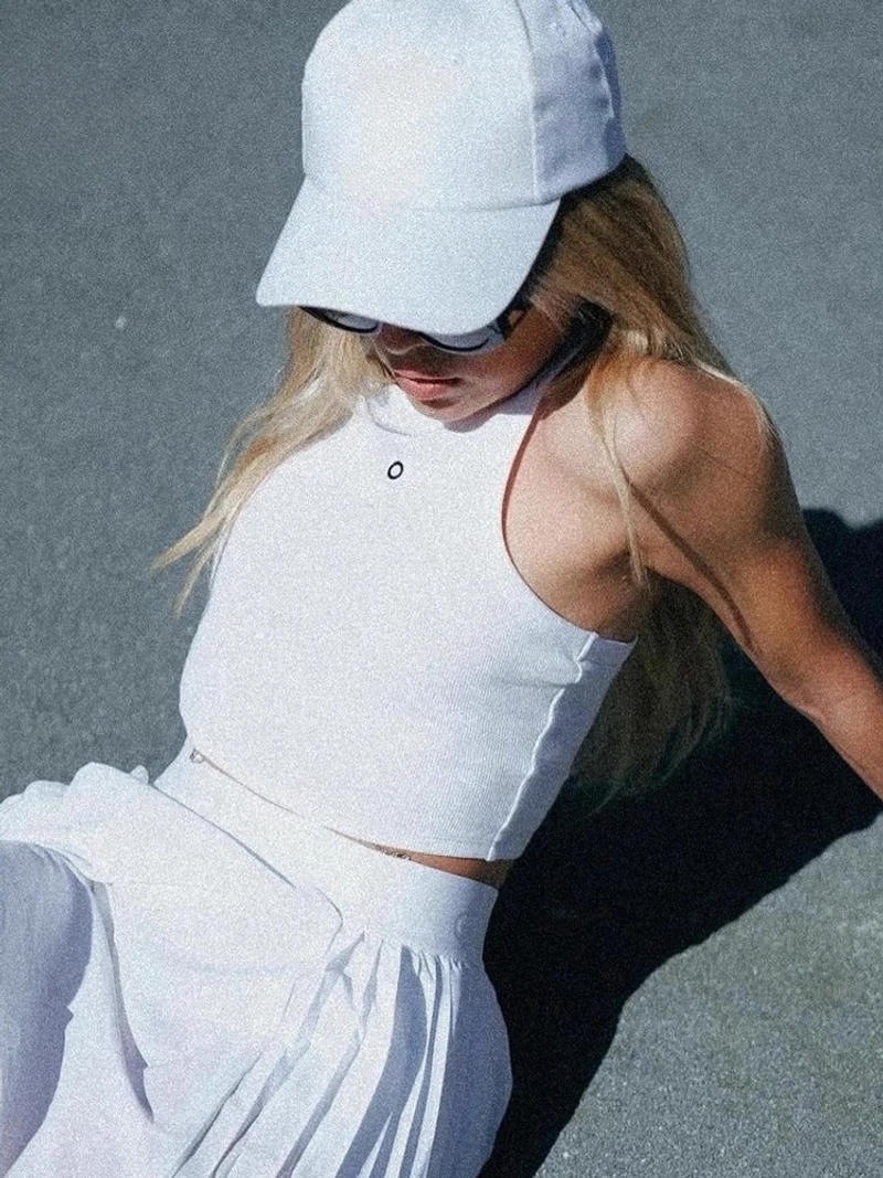 Description Picture 5 of itemSummer Knitted Sports Vest Fitness Running Street Dance Yoga Tank Top Slim Leisure Cotton Breathable Pilates Tennis Vest