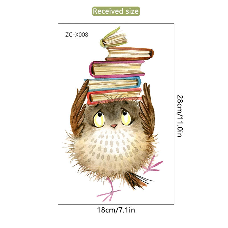 Description Picture 6 of itemCartoon Cute owl Books Wall Stickers for Bookcase Display Cabinet Decor Kids Nursery Study Room Removable Decal PVC Wall Posters