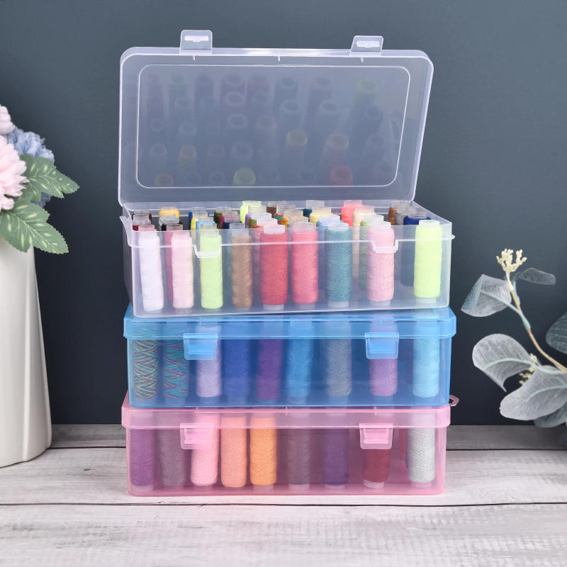 Description Picture 3 of item42 Axis Sewing Threads Box Bobbins Storage Case Transparent Needle Spool 24 Grids Organizer Household DIY Sewing Accessories