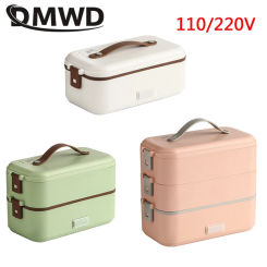 DMWD Portable Rice Cooker Heating Lunch Box Electric Thermal Food Heater Steamer Cooking Container Office Warmer 110/220V