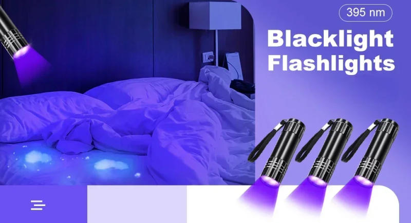 Description Picture 2 of itemUV Flashlights 395nm Black Light Flashlights 9 LED Ultraviolet Lamp Torch UV Light Detector for Pet Dog Cat Urine Stains