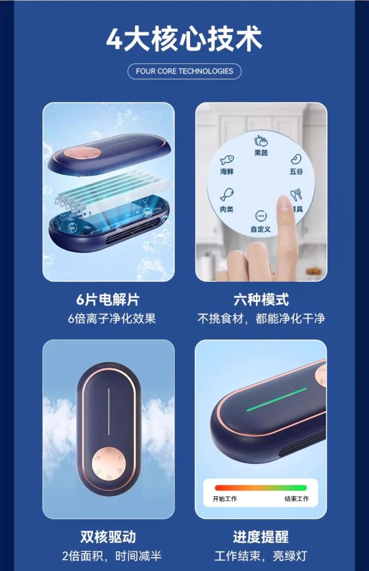 Description Picture 3 of itemUSB Oursay Fruit Veggie Washer Wireless Remove Pesticide Kill Bacteria Purify Food Automatic Home Appliance