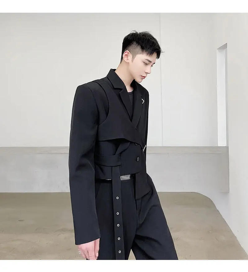 Description Picture 4 of itemLUZHEN Original Asymmetric Splicing Design Blazers 2024 Spring Personality Fashion Street High Quality Men's Suit Jackets LZ2551