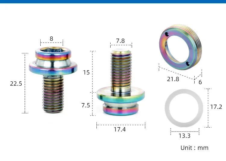 Description Picture 3 of itemDeemount Bicycle Square Taper Bottom Bracket Fixing Screws M8*15mm Titanium Alloy Ti Bolts for MTB Road Folding Bike BB