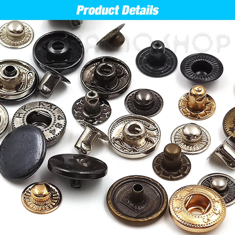 Description Picture 5 of item50set Snap Fasteners Metal Snaps Press Button Studs Optional Installation Tools Kit For Leathercraft Clothes Garment Bags Shoes