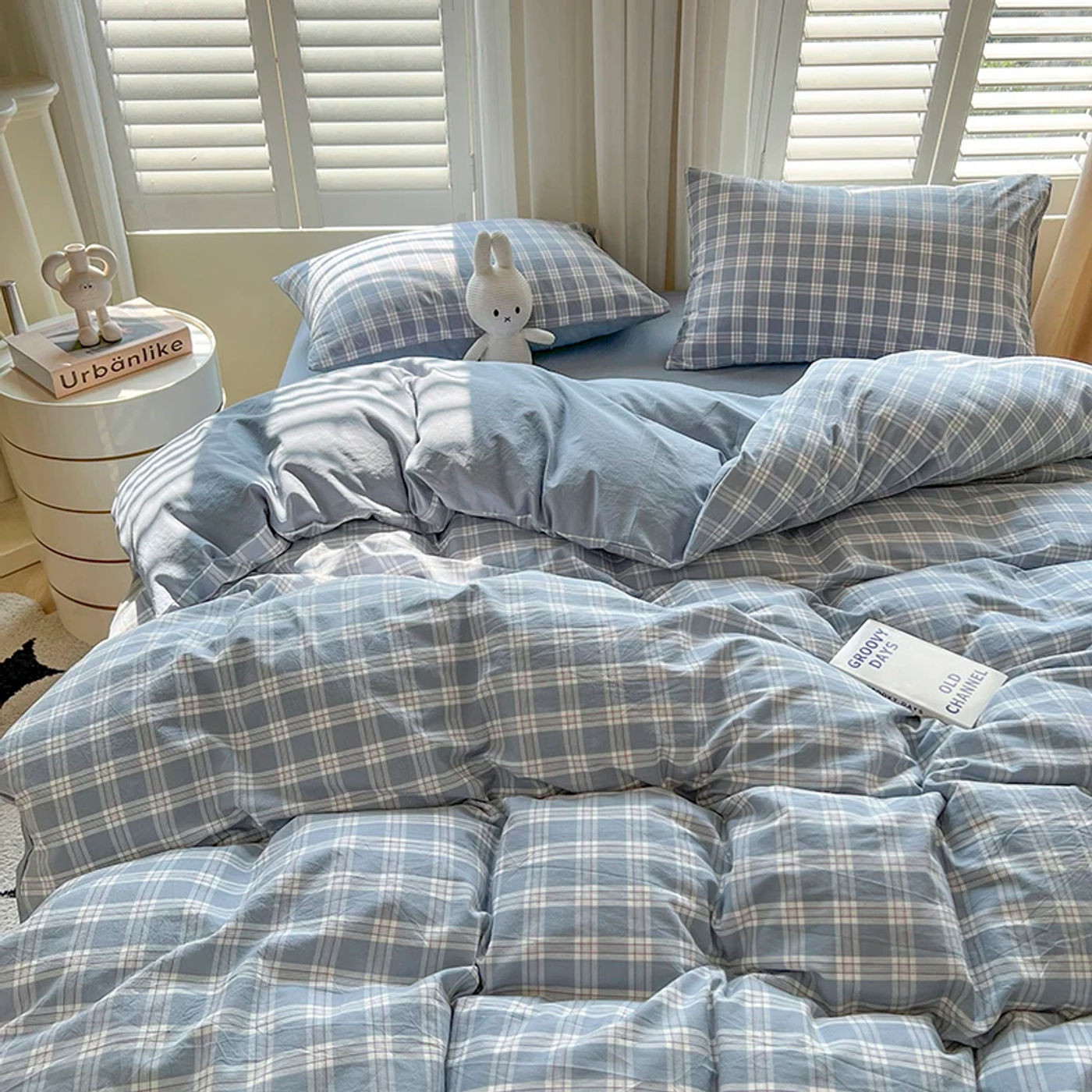 Description Picture 5 of item2024 New Lattice Duvet Cover Set with Sheet Pillowcases No Filling Warm Bed Linen Twin Full Queen Size Grid Home Bedding Set