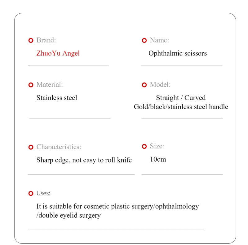 Description Picture 4 of itemMedical Stainless Steel Scissors For Cosmetic Double Eyelid Buried Suture Straight Pointed Curved Tip Suture Removal Scissors