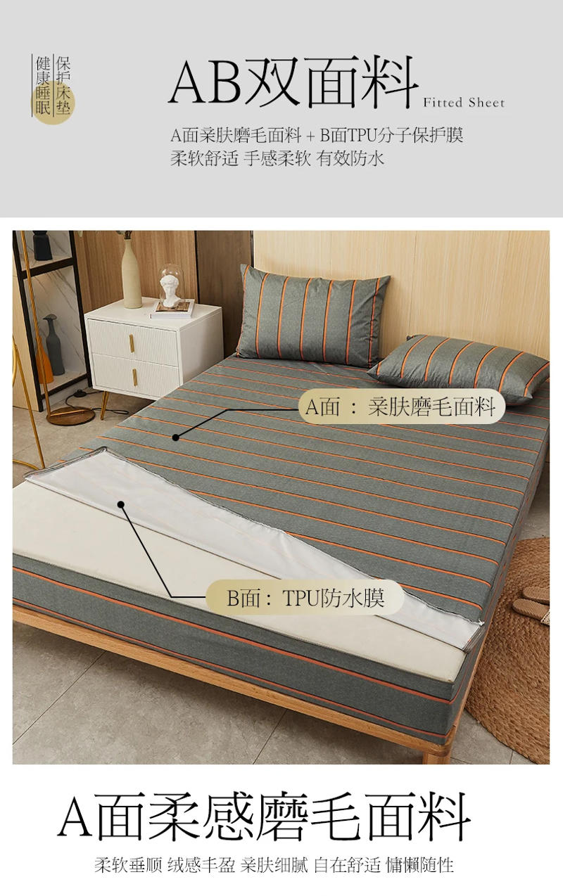 Description Picture 6 of itemWaterproof Mattress Cover Six-Sided All Inclusive With Zipper Removable Fitted Sheet Breathable Anti-Mite Mattress Protector Pad