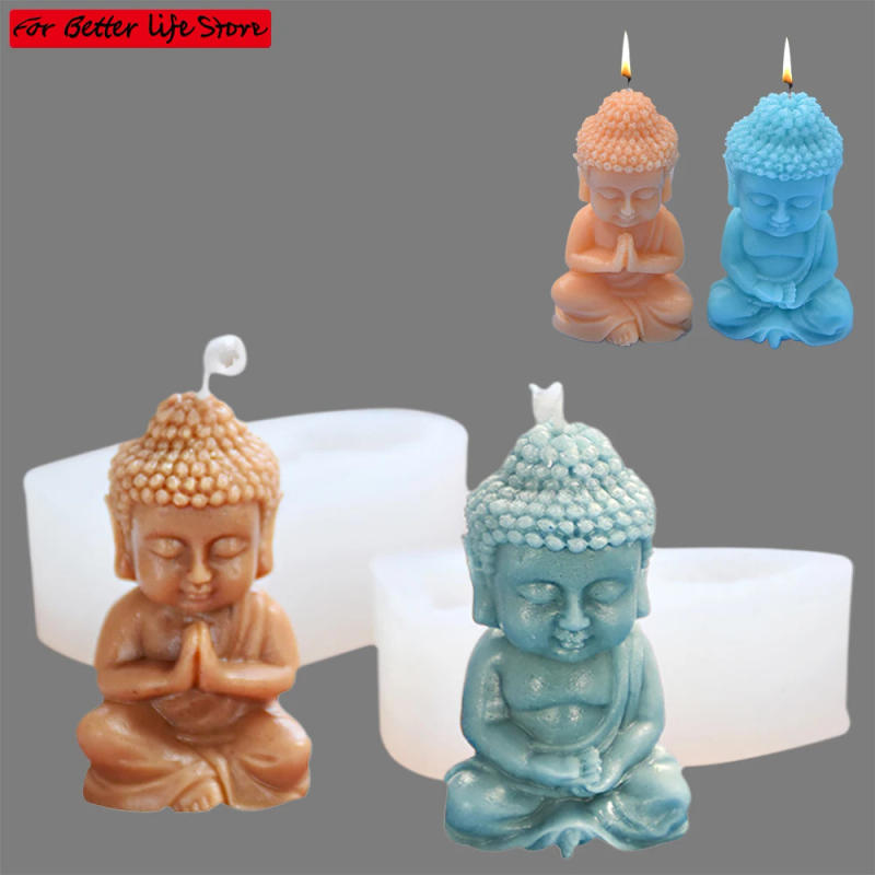 Description Picture 2 of item1piece DIY Buddha Candle Silicone Mold 3D Buddha Gypsum Soap Cement Resin Mold Festival Gift Making Church Candle Production