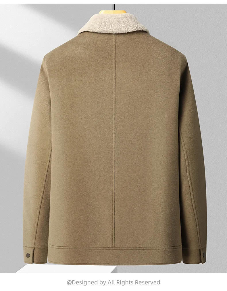 Description Picture 5 of itemNew Arrival Fashion Lamb  Men's Double-sided Woolen Jacket with White Duck Down Thickened Wool Coat Size M LXL 2XL 3XL 4XL