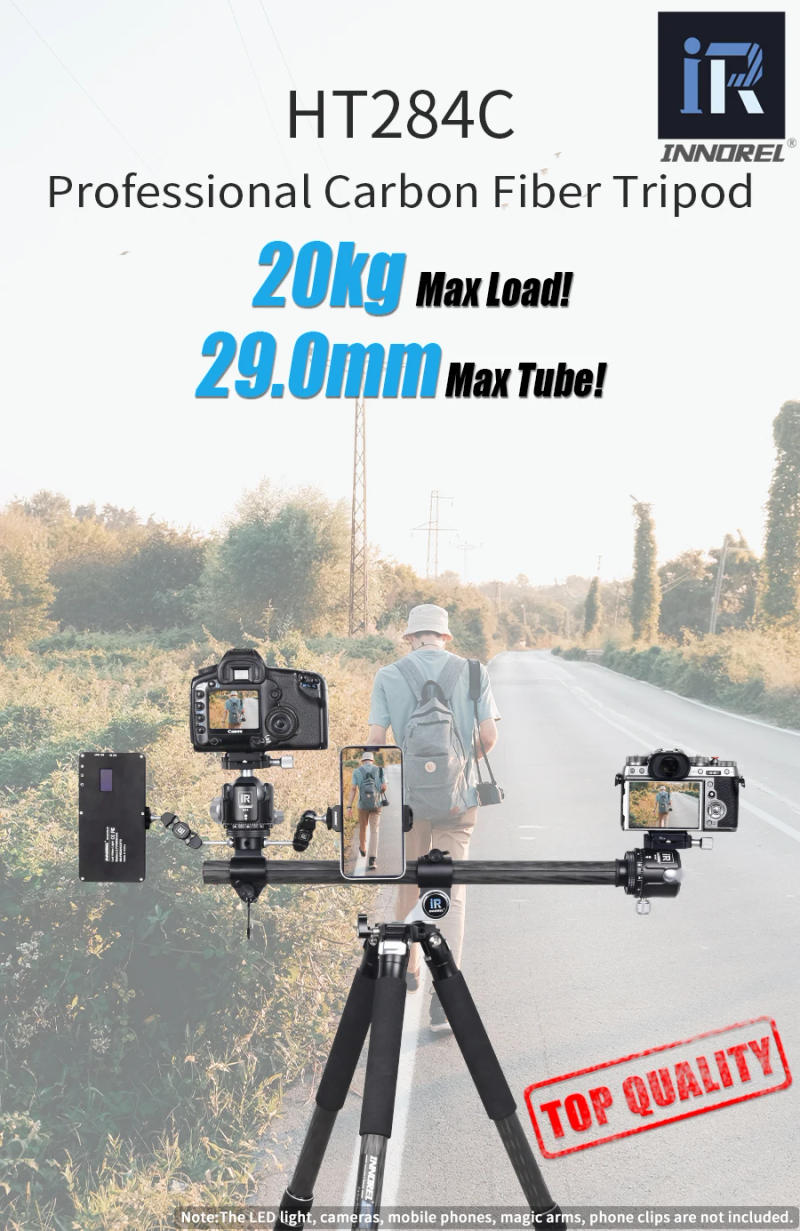Description Picture 2 of itemINNOREL HT284C Horizontal Camera Tripod 182cm with Center Column Carbon Fiber Stand for DSLR Video Camcorder 20kg Max Load