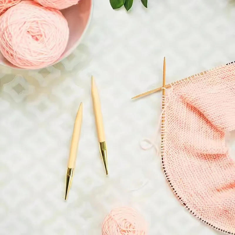 Description Picture 6 of item1 Pair Knitpro 8.5cm Basix Bamboo Interchangeable Circular Knitting Needles Knitting Chopsticks Diy Sweater Knitting Spokes