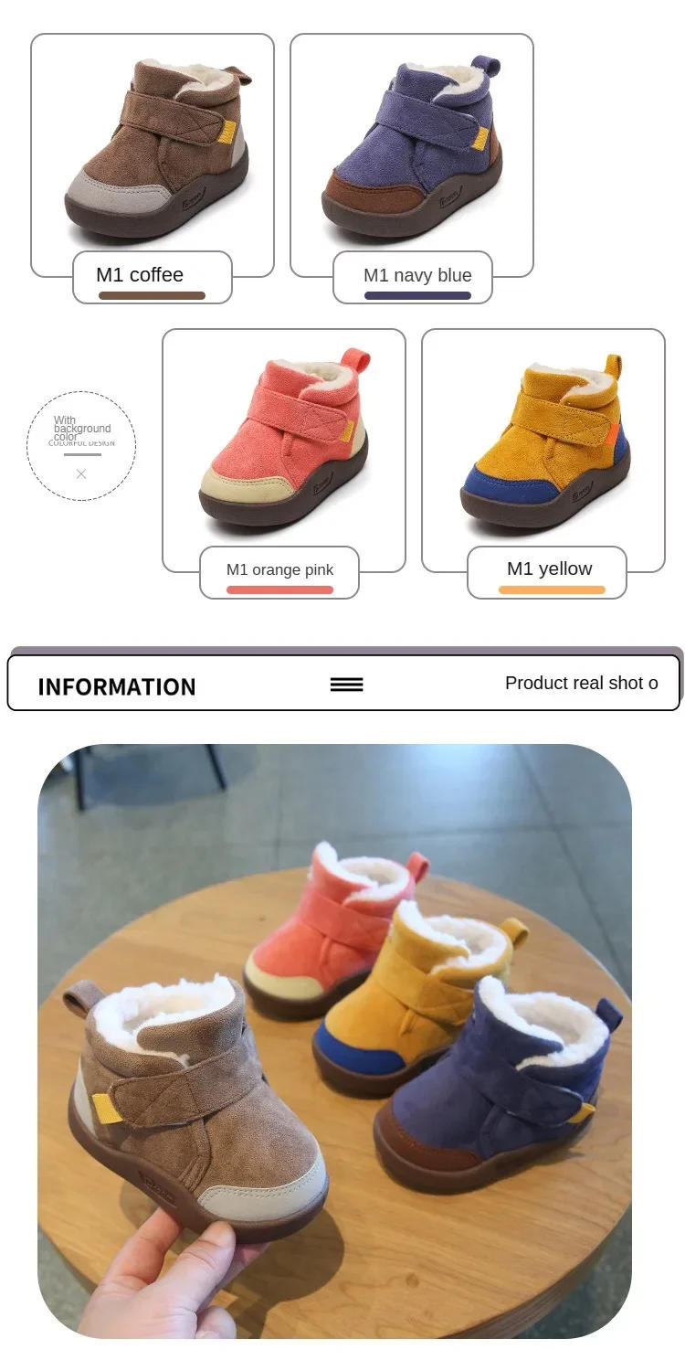 Description Picture 6 of itemWinter Baby Shoes Boys Girls Warm Plush Toddler Snow Boots 0-5 Years Kids Fashion Anti-slip Sneakers Children Shoes