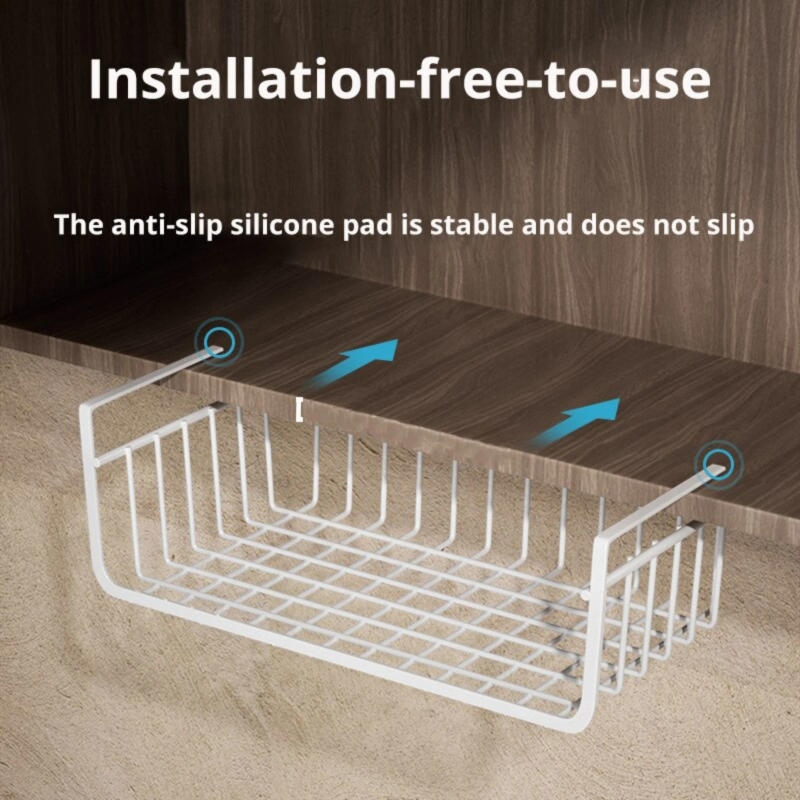 Description Picture 3 of itemPerfect Large White/Black Iron Hanging Net Basket - Ideal Storage Solution for Organizing Kitchen Tools Under Cabinet, Wall, or