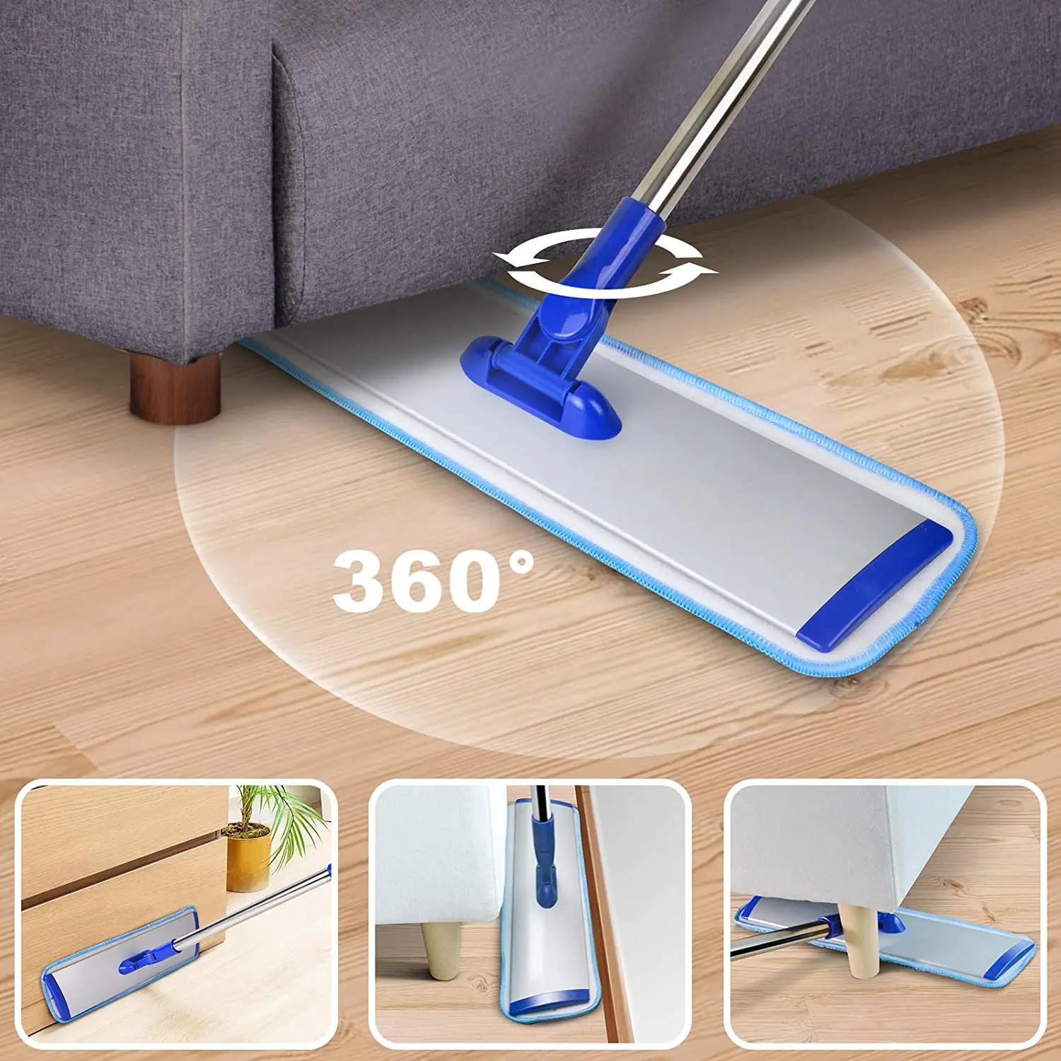 Description Picture 6 of itemAluminum Mop Adjustable Stainless Steel Handle Lock 4 Wet Dry Mop Clothing Microfiber Floor Mop